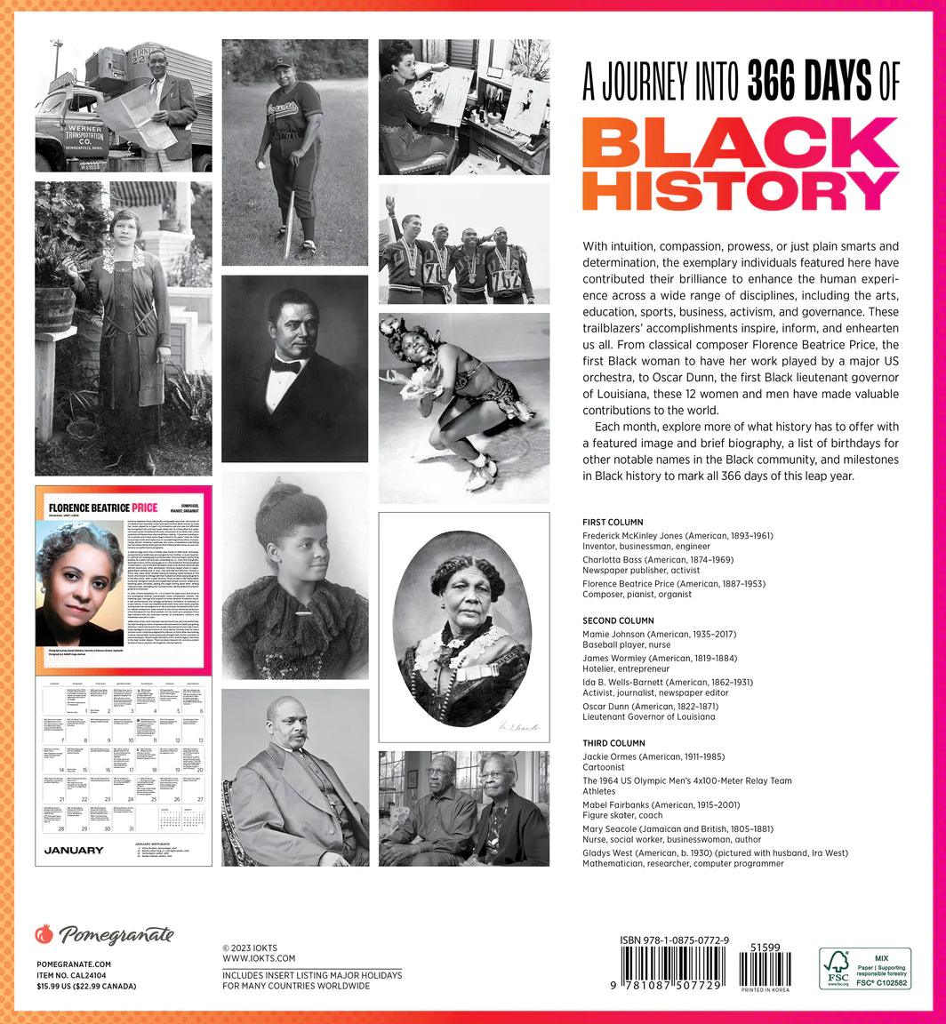 A Journey into 366 Days of Black History 2024 Wall Calendar