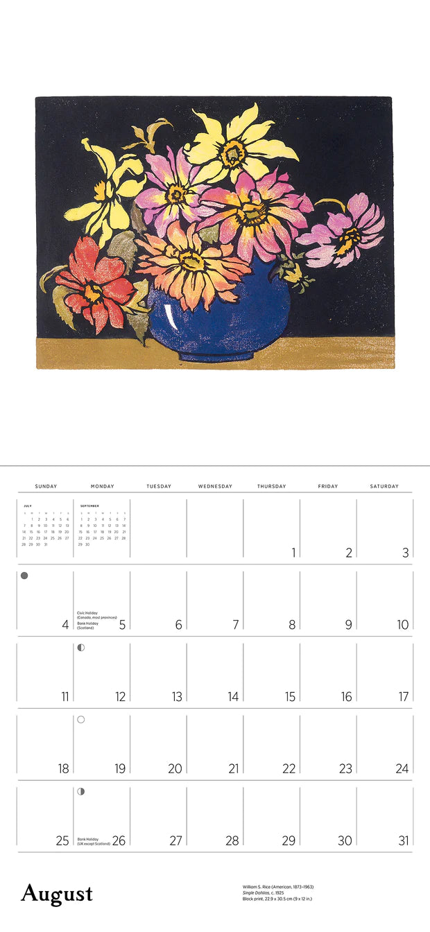 Arts & Crafts Block Prints by William S. Rice 2024 Wall Calendar