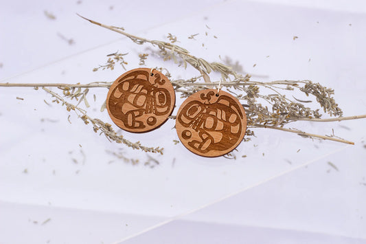 Alder Wood Earrings - Killer Whale