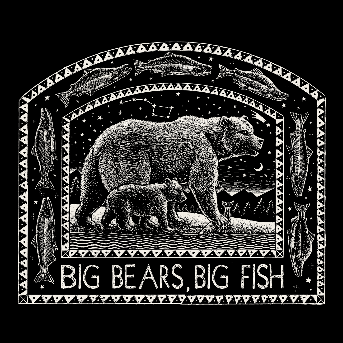 Ray Troll T-Shirt - Big Bears Big Fish