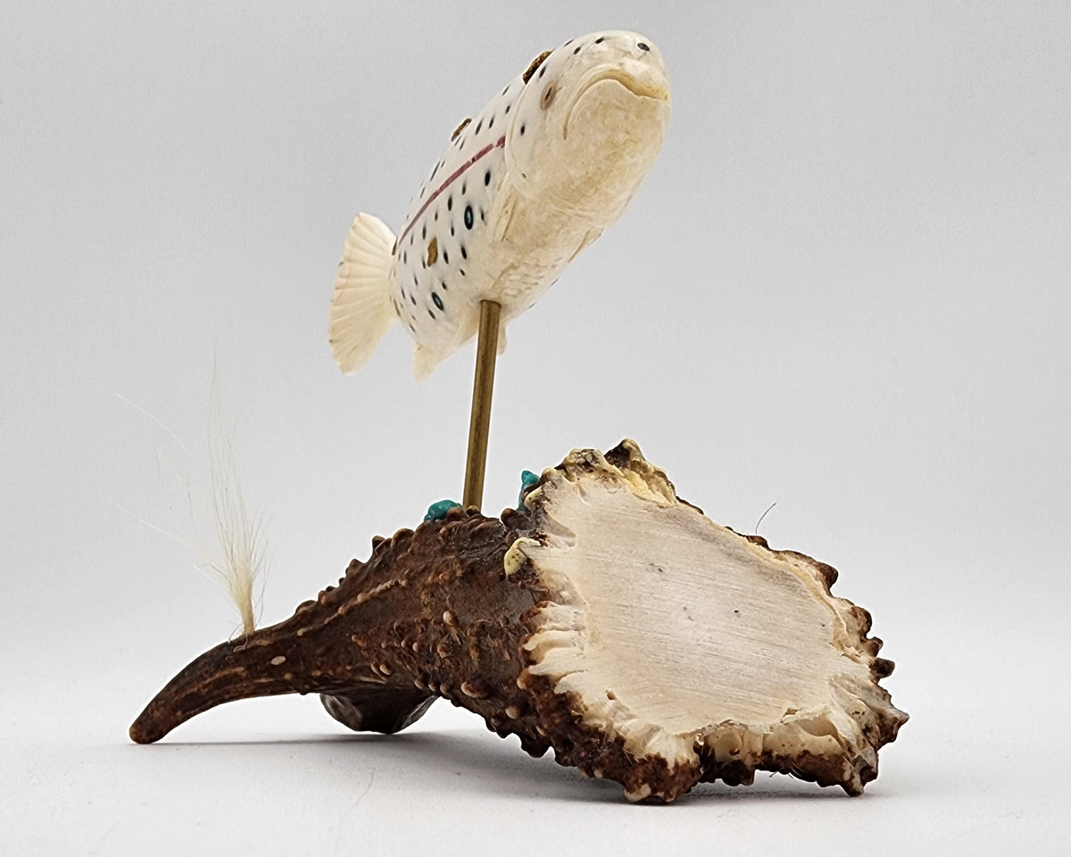 Dennis Pungowiyi - Ivory Salmon on Antler