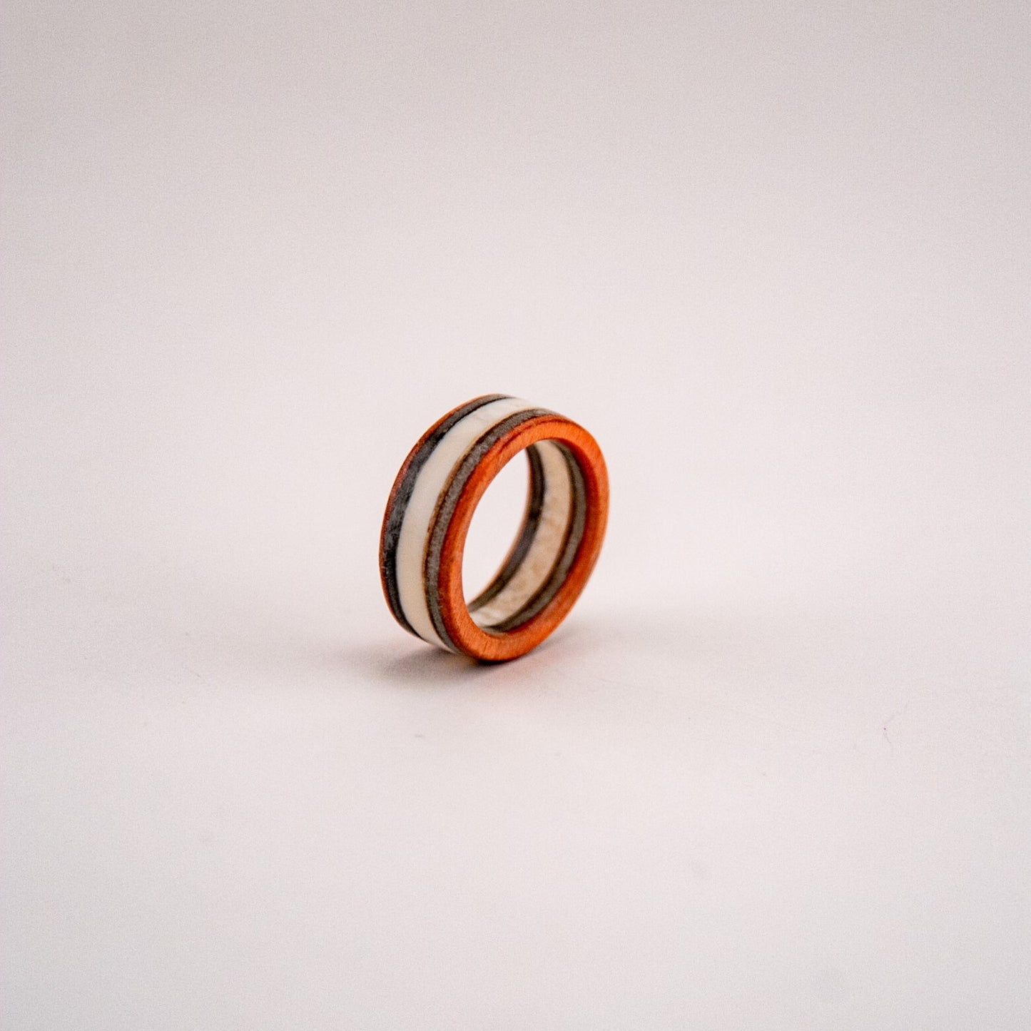 Walrus Ivory and Skateboard Wood Ring