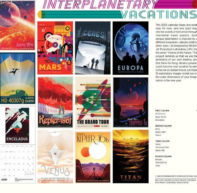 Interplanetary Vacations 2023 Wall Calendar
