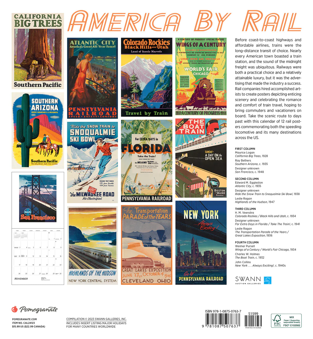 America by Rail 2024 Wall Calendar