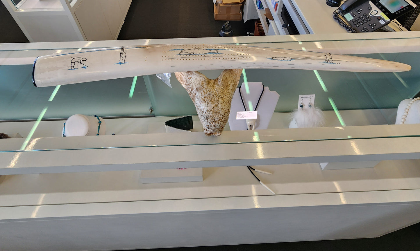 Leon Kinneveauk - Walrus Tusk Scrimshaw Cribbage Board