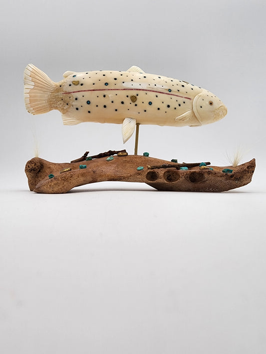 Dennis Pungowiyi - Large Ivory Salmon on Jaw Bone