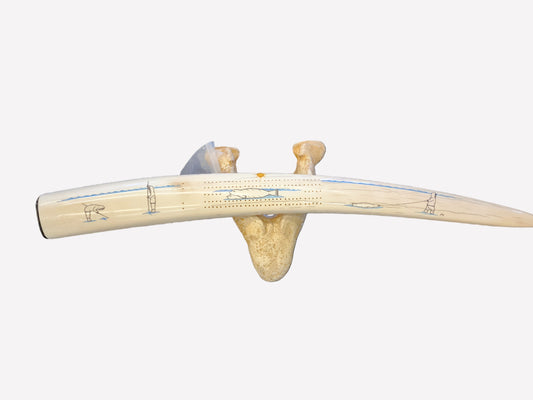 Leon Kinneveauk - Walrus Tusk Scrimshaw Cribbage Board