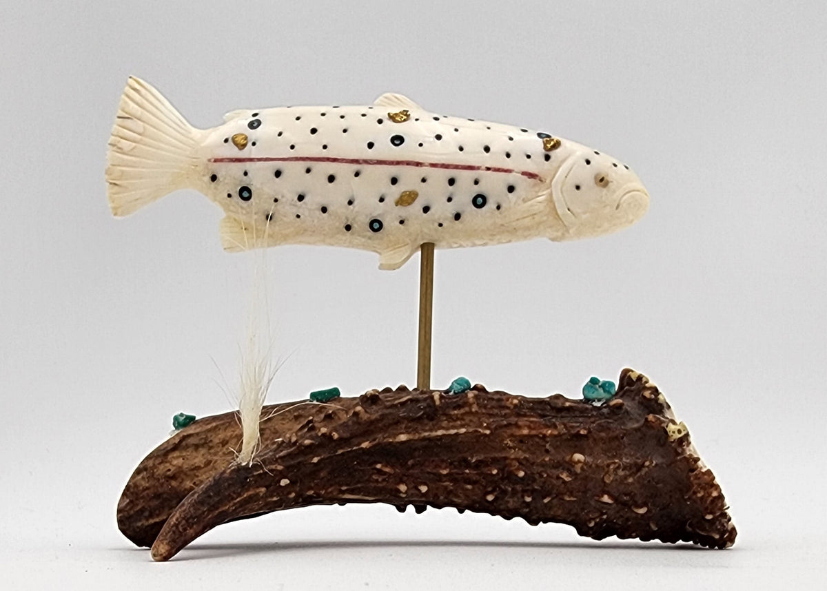 Dennis Pungowiyi - Ivory Salmon on Antler