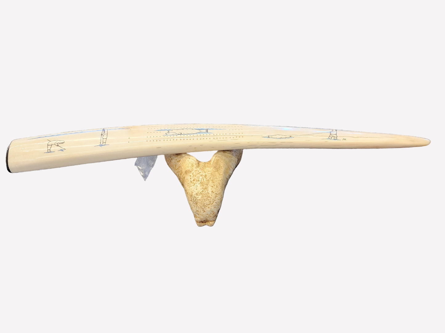 Leon Kinneveauk - Walrus Tusk Scrimshaw Cribbage Board