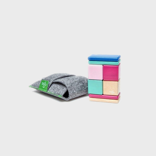 8 Piece Tegu Original Pocket Pouch Magnetic Wooden Blocks