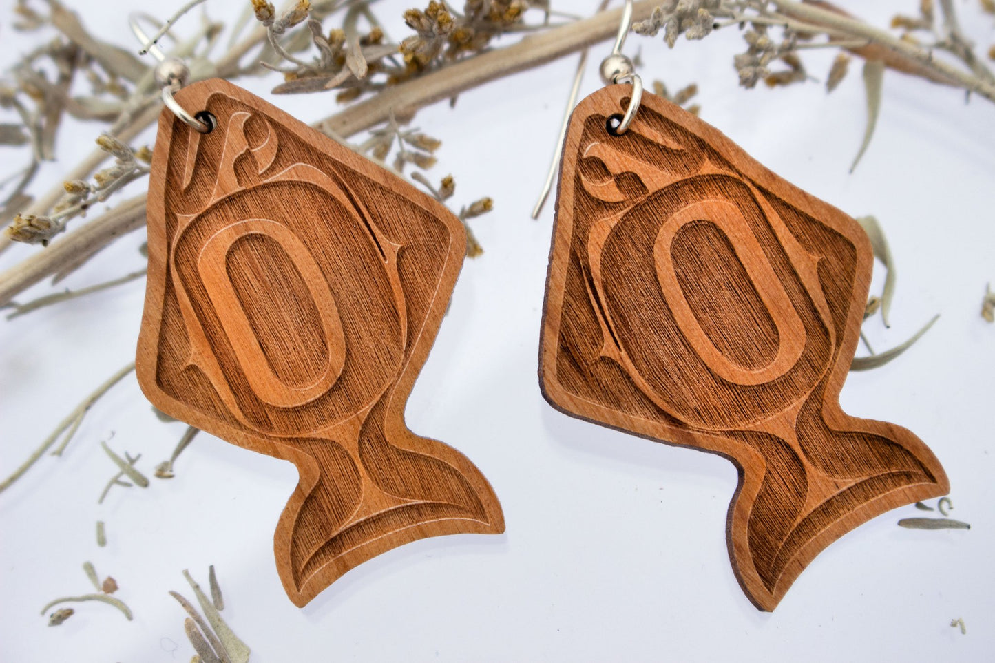 Alder Wood Earrings - Halibut