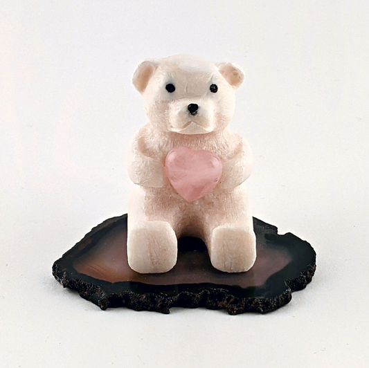 Ivory Bear with Quartz Heart