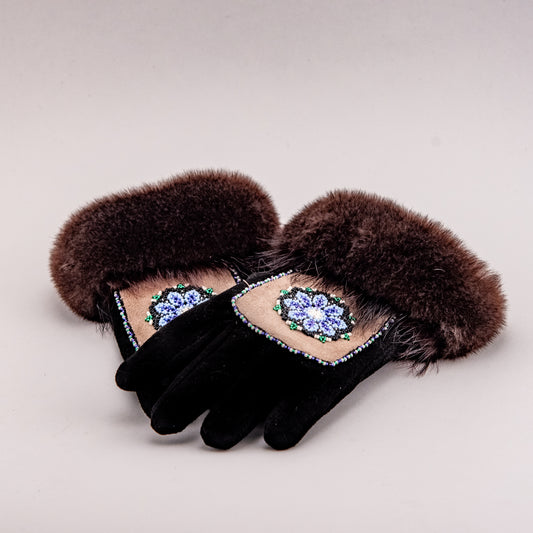 Otter and Beaver Fur Beaded Gloves