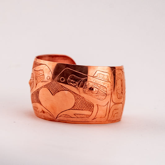 Copper Lovebirds With Heart Cuff - 1 1/2"