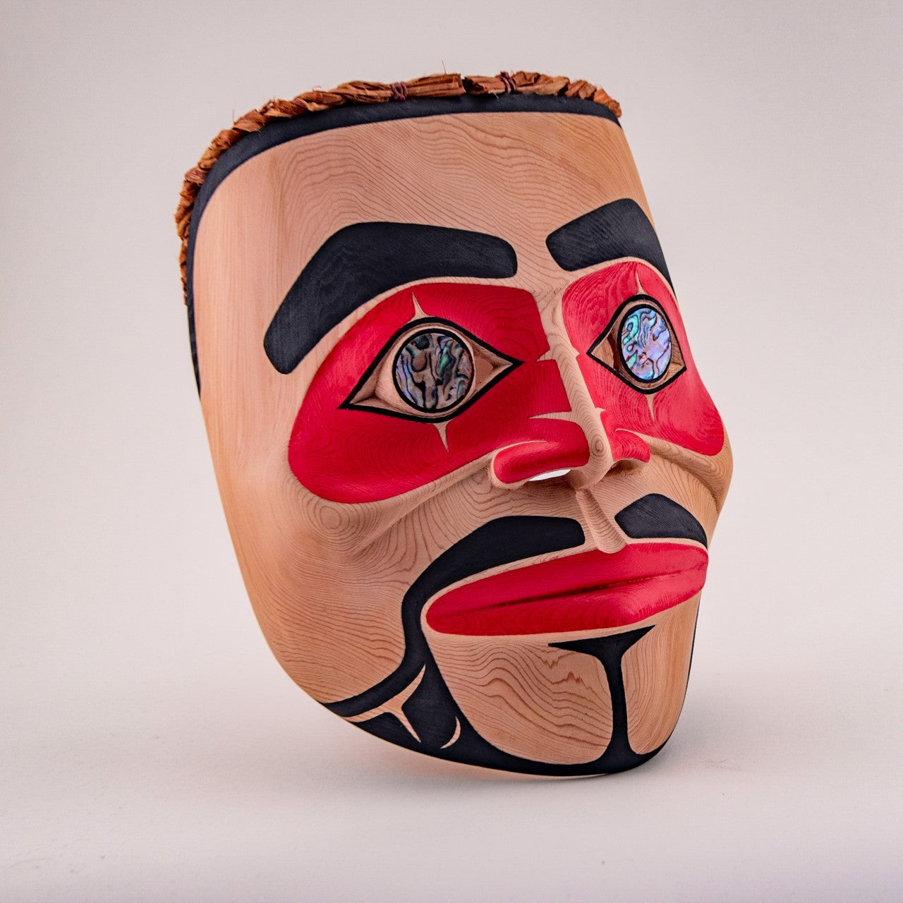 Red Cedar Tsimshian Mask with Abalone